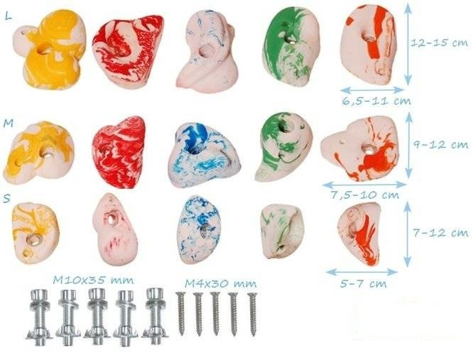 Uchwyty do wspinaczki S, wielokolorowe