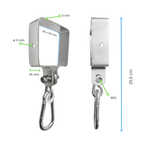 Metalowa obejma do huśtawki 90x90