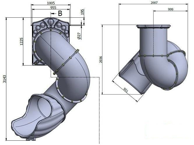 Zjeżdżalnia tunelowa spiralna do podestu 2,00 m, EN 1176