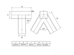 2 x Łącznik do belki 90x90 mm, 90°