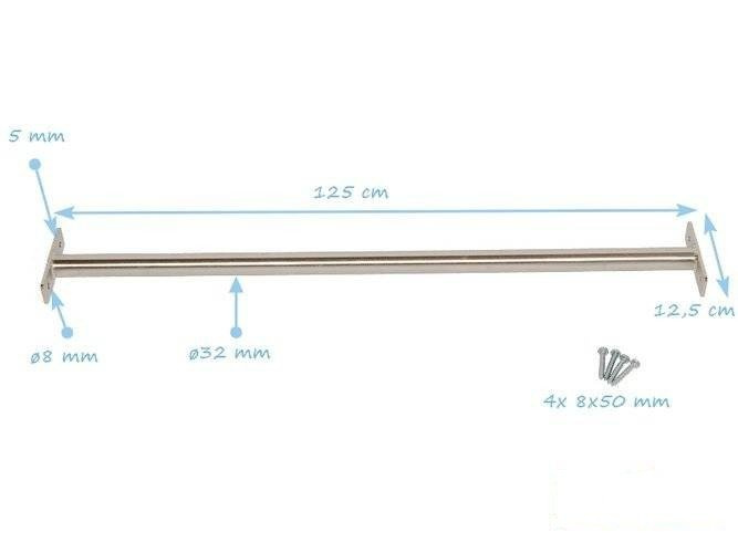 Drążek do akrobacji ze stali nierdzewnej na plac zabaw 1250 mm