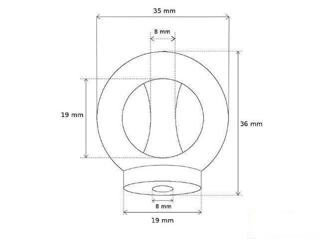 Oczko metalowe ze stali nierdzewnej M8