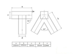 2 x Łącznik do belki 90x90 mm, 90°