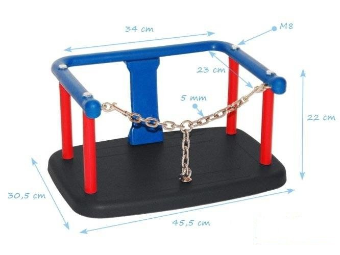 Huśtawka kubełkowa z łańcuszkiem + komplet łańcuchów ocynkowanych 5mm - 1,8 m