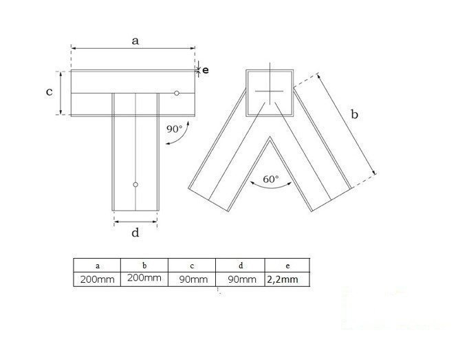 Łącznik do belki 90x90 mm, 90°