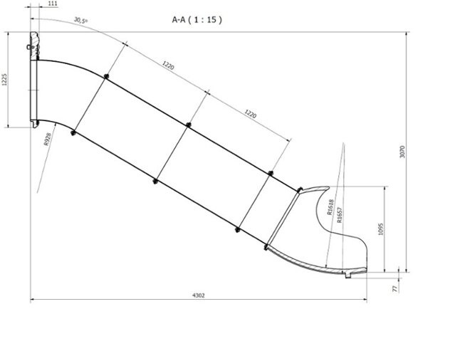 Zjeżdżalnia tubowa do podestu 2,0 m, EN 1176
