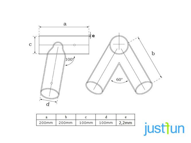 2 x Łącznik do belki Ø100 mm, 100°