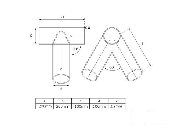 Łącznik do belki Ø100 mm, 90°